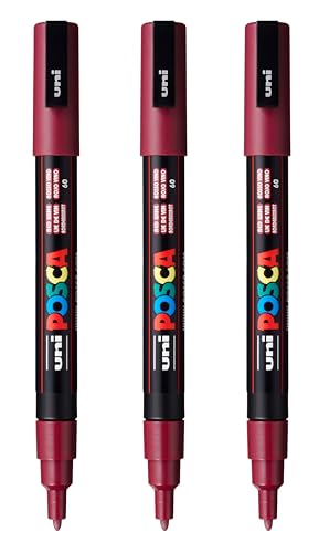 posca PC-3M Water-Based Paint Markers, Reversible Fine Tip (0.9-1.3mm), 3 Count