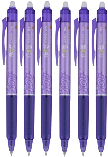 PILOT FriXion Ball Clicker Erasable Gel Ink Retractable Pen, Extra Fine Point, 0.5mm, 6 Count
