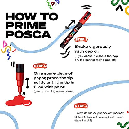 posca uni PC-5BR Water-Based Paint Markers, Reversible Brush Tip (1.0-4.0mm), 3 Count
