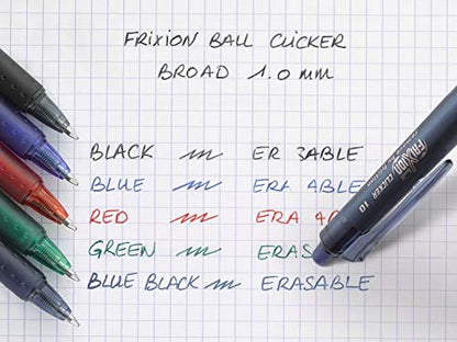 PILOT FriXion Clicker pen 1.0mm, Erasable Gel Pens, Bold Point, 6 pack (Blue)