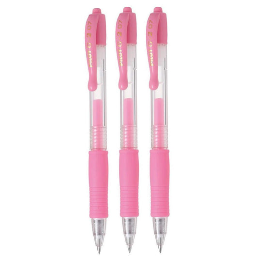 PILOT G2 Retractable Pastel Gel Ink Rollerball Pens, Fine Point 0.7mm, Pink, 3 Count
