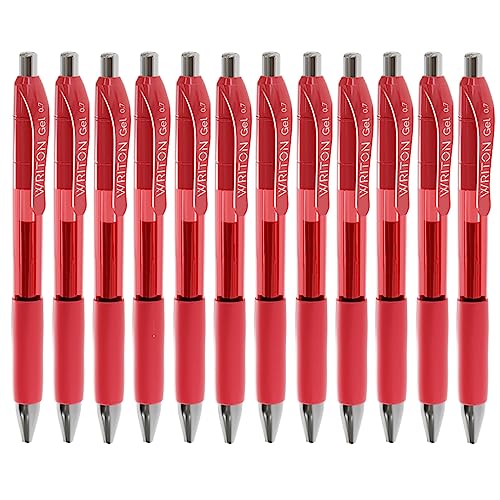 Writon Retractable Gel Pens, Comfort Grip, 0.7mm Fine Point, 12 Pack