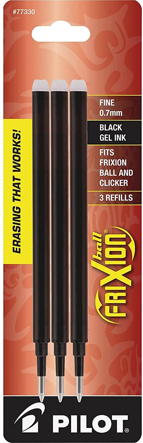 Pilot Gel Ink Refills for FriXion Erasable Gel Pen, Fine Point, Black Ink - Pack of 18 (77330)