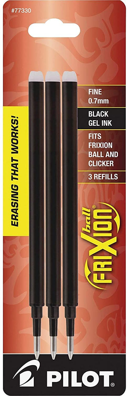 Pilot Gel Ink Refills for FriXion Erasable Gel Pen, Fine Point, Black Ink - Pack of 18 (77330)