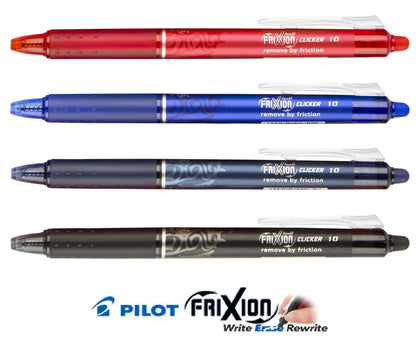 Pilot FriXion Clicker pen 1.0mm, Erasable Gel Pens, Bold Point, 6 pack (Black)