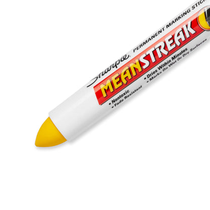 Sharpie Mean Streak Permanent Marking Stick, Bullet Tip, Yellow (Pack of 12)