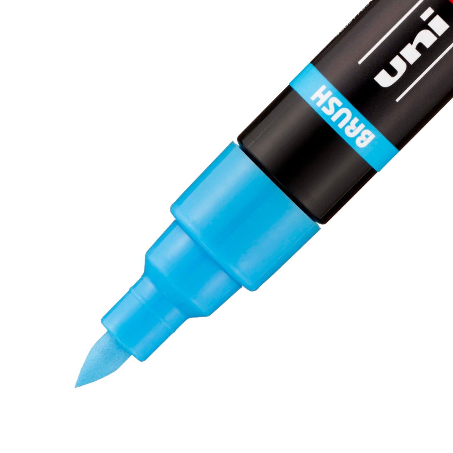 posca uni PC-5BR Water-Based Paint Markers, Reversible Brush Tip (1.0-4.0mm), 3 Count