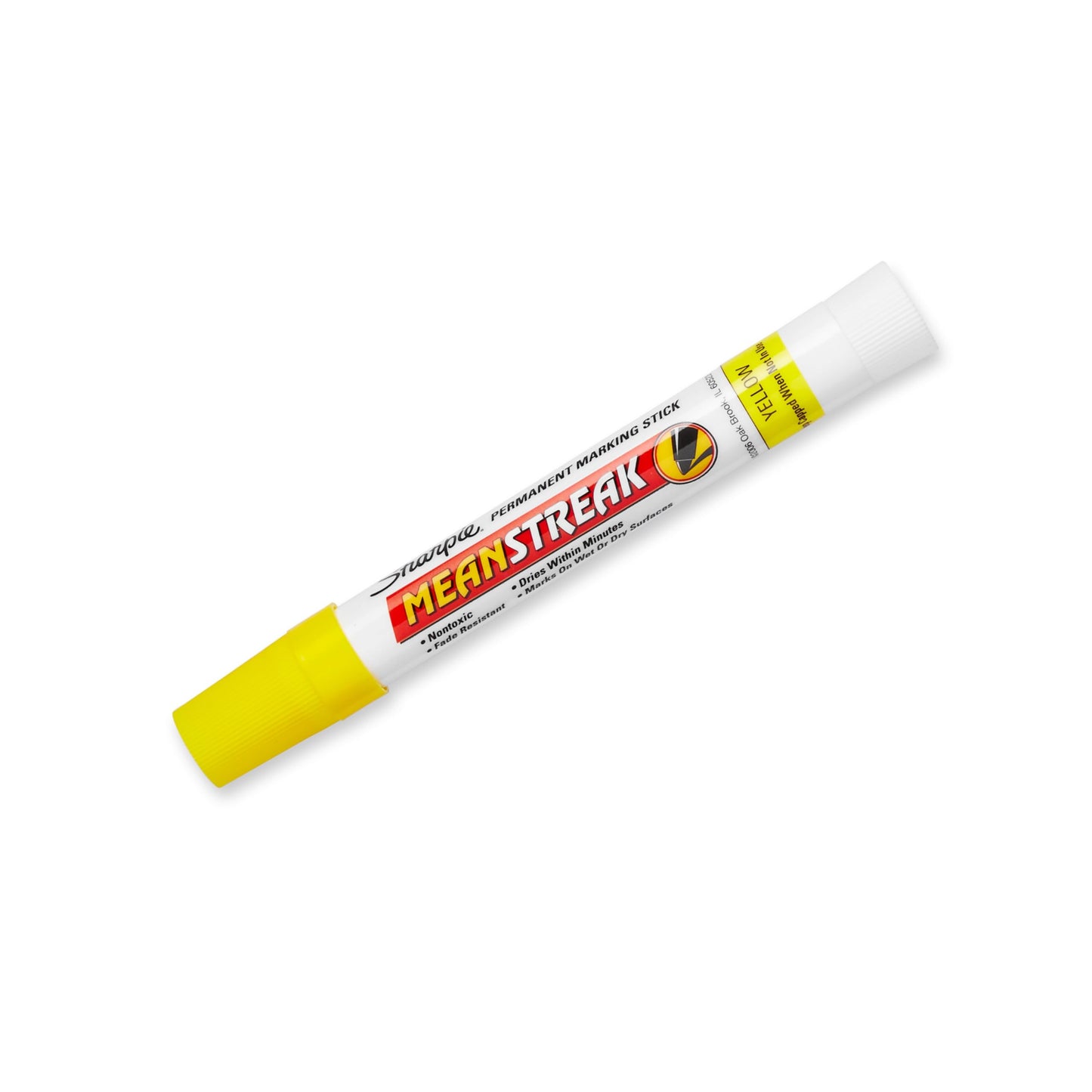 Sharpie Mean Streak Permanent Marking Stick, Bullet Tip, Yellow (Pack of 12)