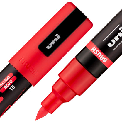 posca uni PC-5BR Water-Based Paint Markers, Reversible Brush Tip (1.0-4.0mm), 3 Count