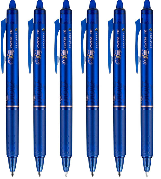 PILOT FriXion Clicker pen 1.0mm, Erasable Gel Pens, Bold Point, 6 pack (Blue)