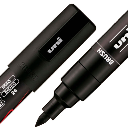 posca uni PC-5BR Water-Based Paint Markers, Reversible Brush Tip (1.0-4.0mm), 3 Count