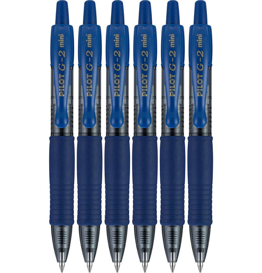 Value Pack of 6 Pilot G2 Mini Retractable Gel Ink Rolling Ball Pen, Fine Point, Blue Ink (31211)