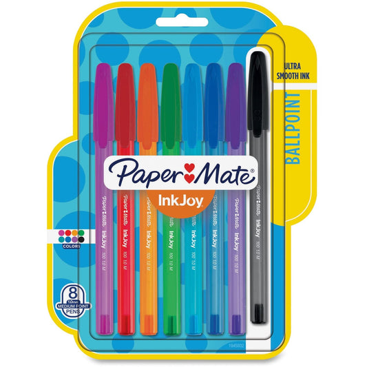 Paper Mate InkJoy 100ST Ballpoint Pens, Medium Point, Assorted Ink,8 count(pack of 1) (1945932)