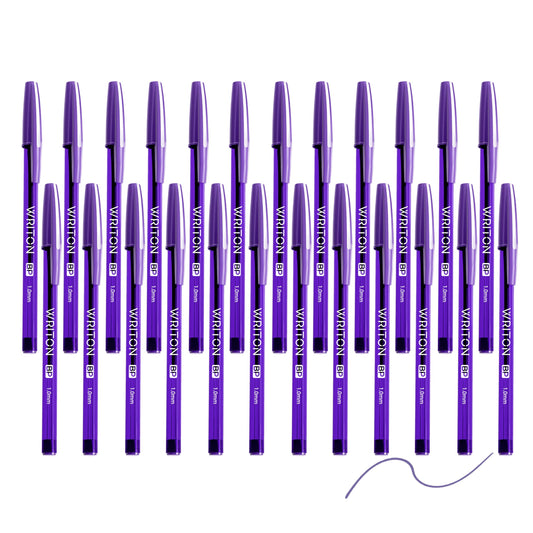 Writon Round Stick Ballpoint Pens, 1.0mm Medium Point, Purple Ink, 24 Pack