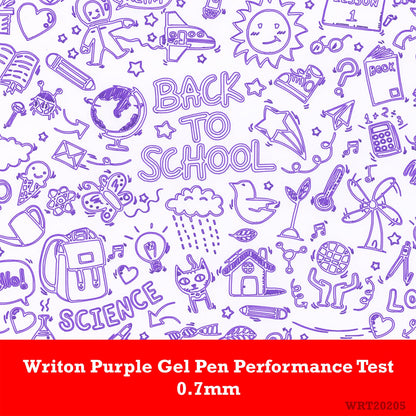 Writon Retractable Gel Pens, Comfort Barrel, 0.7mm Fine Point, Purple Ink, 12 Pack