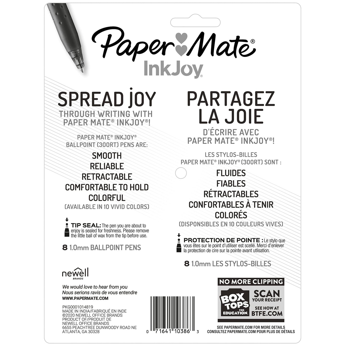 Paper Mate InkJoy 300RT Retractable Ballpoint Pens, Medium Point, Black/Red/Blue Ink, 8 Pack (1945918)